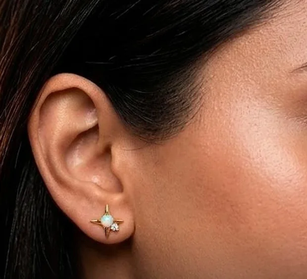 Close-up of an ear showing piercing positions